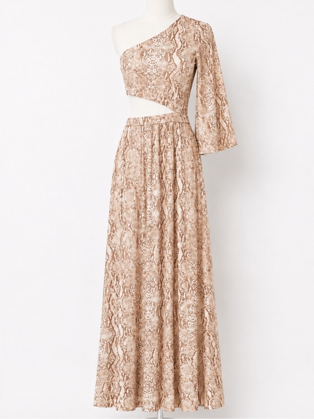 L'AGENCE Fontana One Shoulder Snake Print Dress